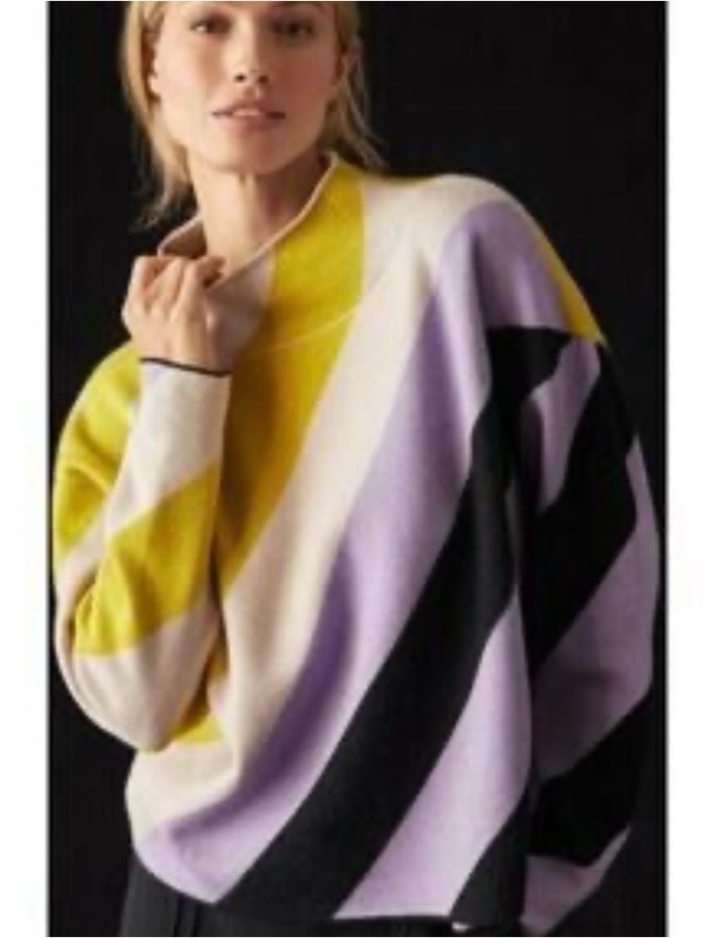 Anthropologie Maeve Color Block Mock Sweater
